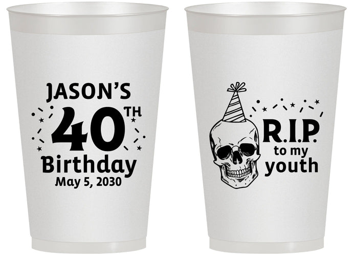 Personalized Birthday 14 oz Frosted Cups - 40th Rip Youth | 20141