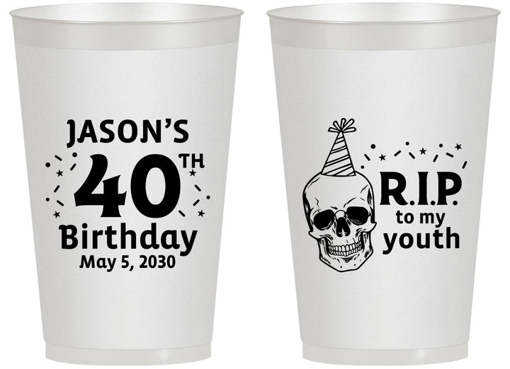 Personalized Birthday 14 oz Frosted Cups - 40th Rip Youth | 20141