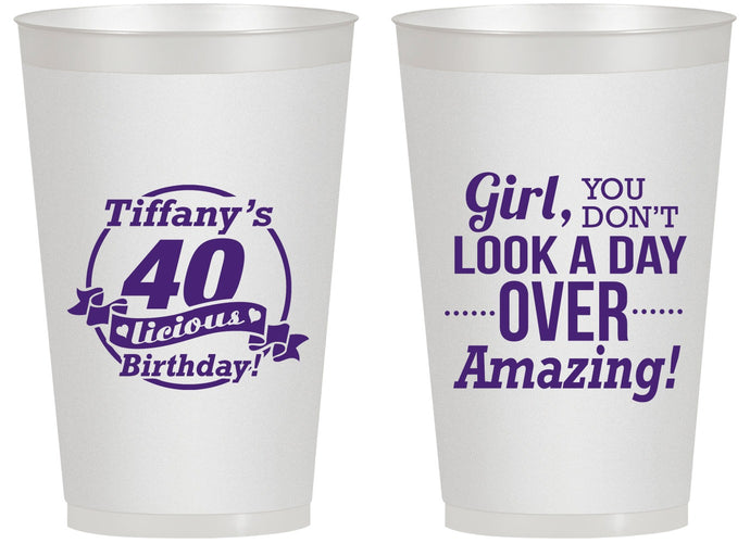 Personalized Birthday 14 oz Frosted Cups - 40th | 20153