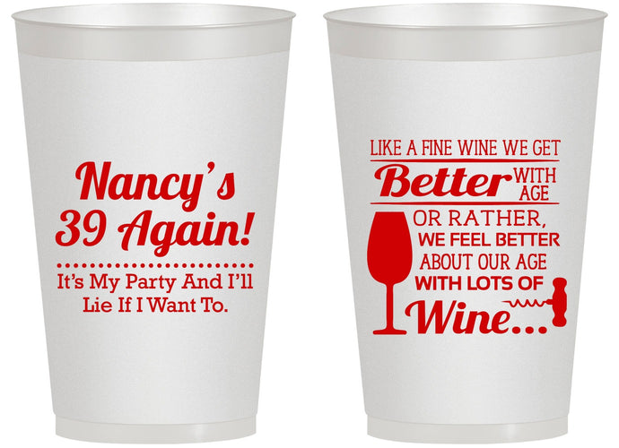 Personalized Birthday 14 oz Frosted Cups - 40th Wine | 20154