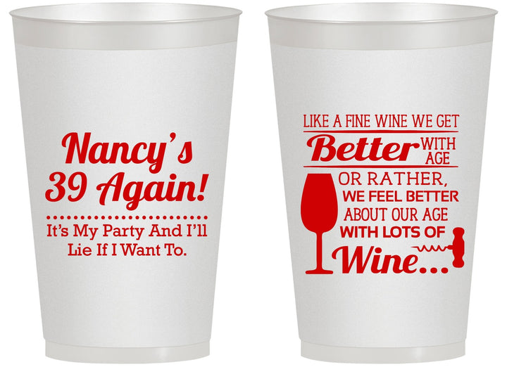 Personalized Birthday 14 oz Frosted Cups - 40th Wine | 20154