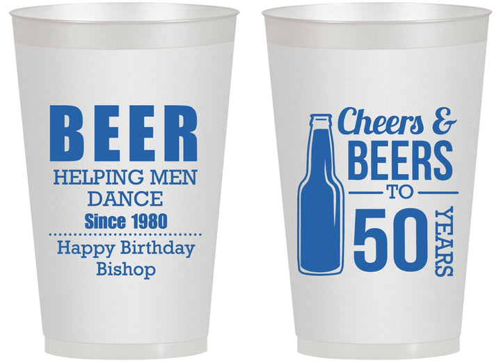 Personalized Birthday 14 oz Frosted Cups - Cheers Beers To 50 Years | 20160