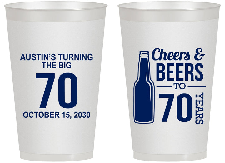 Personalized Birthday 14 oz Frosted Cups - Cheers Beers To 70 Years | 20161