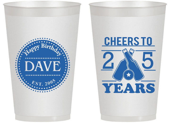 Personalized Birthday 14 oz Frosted Cups - Cheers To 25 Years | 20164