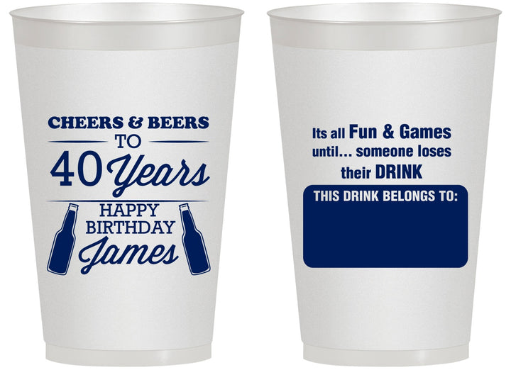 Personalized Birthday 14 oz Frosted Cups - Cheers Beers To 40 Years | 20165