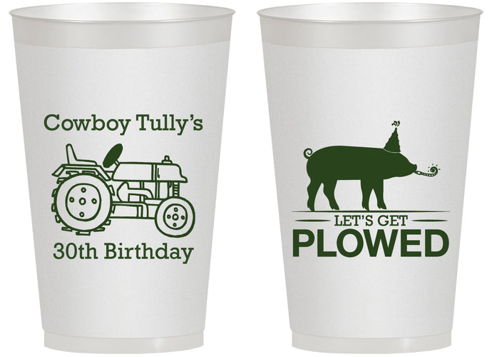Personalized Birthday 14 oz Frosted Cups - 30th Get Plowed | 20166