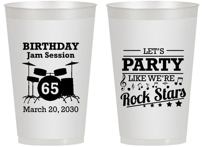 Personalized Birthday 14 oz Frosted Cups - 65th Rock Star | 20175