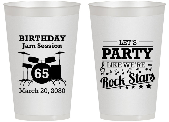 Personalized Birthday 14 oz Frosted Cups - 65th Rock Star | 20175