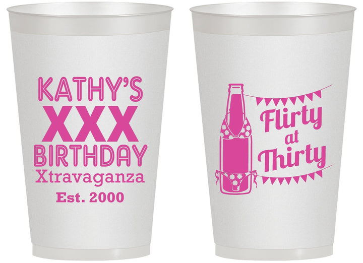 Personalized Birthday 14 oz Frosted Cups - 30th Flirty At Thirty | 20191
