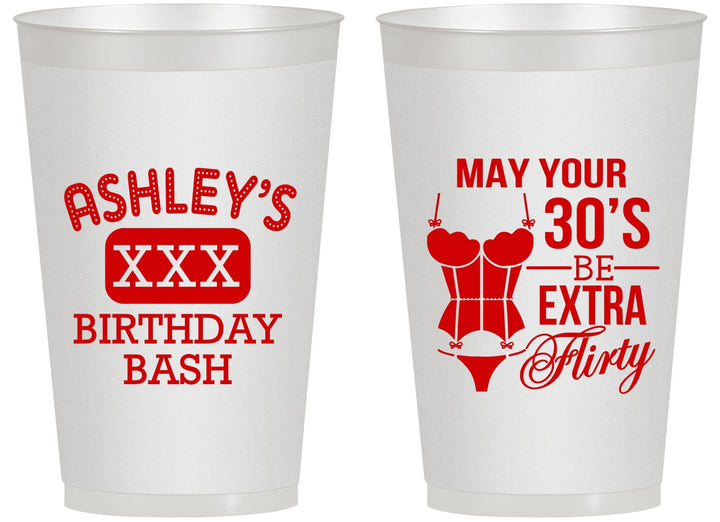 Personalized Birthday 14 oz Frosted Cups - 30th Flirty At Thirty | 20192