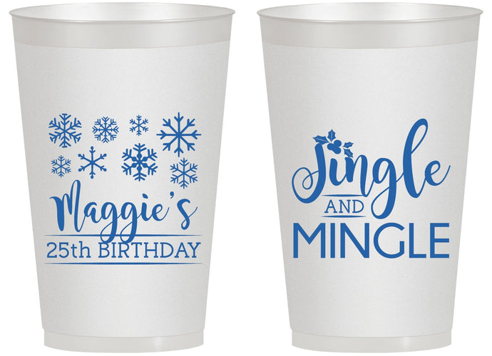 Personalized Birthday 14 oz Frosted Cups - 25th Christmas | 20197