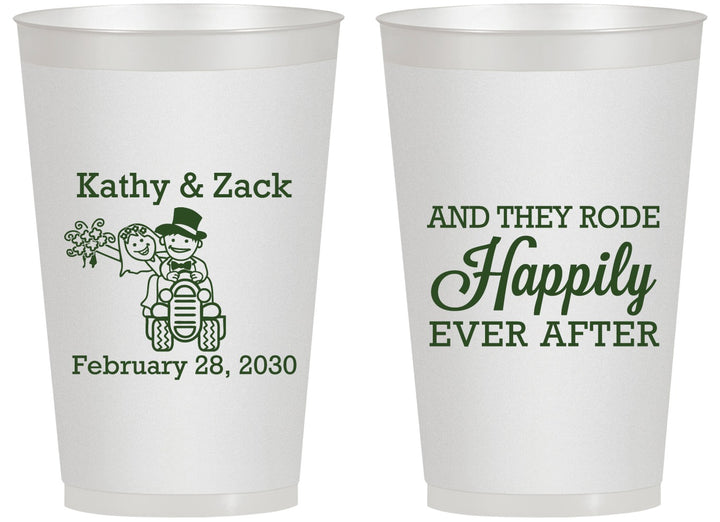 Personalized Wedding 14 oz Frosted Cups - Happily Ever After Tractor | 202