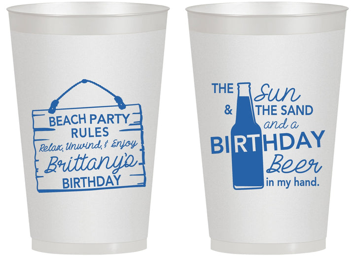 Personalized Birthday 14 oz Frosted Cups - Beach | 20200