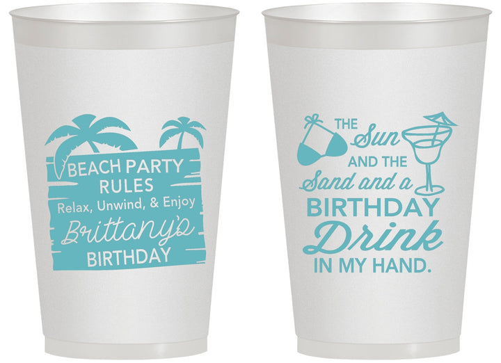 Personalized Birthday 14 oz Frosted Cups - Beach | 20201