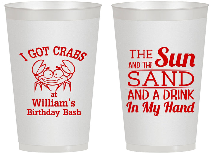 Personalized Birthday 14 oz Frosted Cups - Sun Sand Drink Hand | 20205