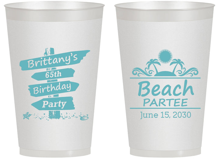 Personalized Birthday 14 oz Frosted Cups - 65th Beach | 20210