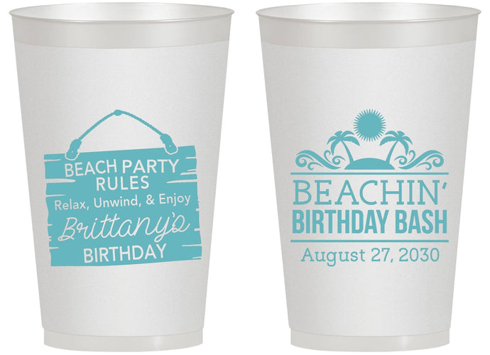 Personalized Birthday 14 oz Frosted Cups - Beach | 20211