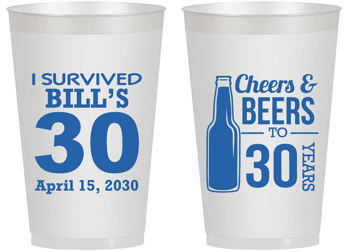 Personalized Birthday 14 oz Frosted Cups - Cheers Beers To 30 Years | 20214