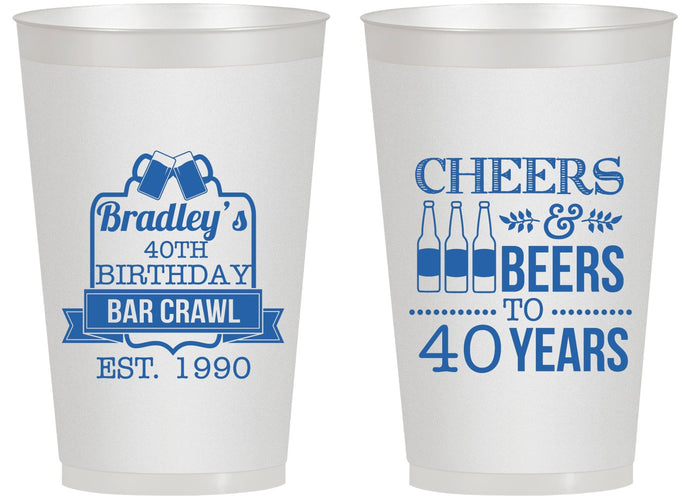 Personalized Birthday 14 oz Frosted Cups - Cheers Beers To 40 Years | 20216