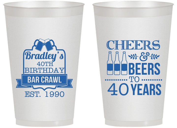 Personalized Birthday 14 oz Frosted Cups - Cheers Beers To 40 Years | 20216