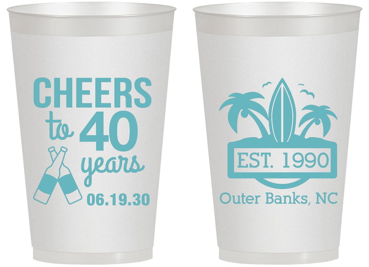Personalized Birthday 14 oz Frosted Cups - 40th Beach | 20226