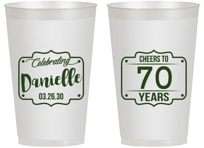 Personalized Birthday 14 oz Frosted Cups - Cheers To 70 Years | 20227