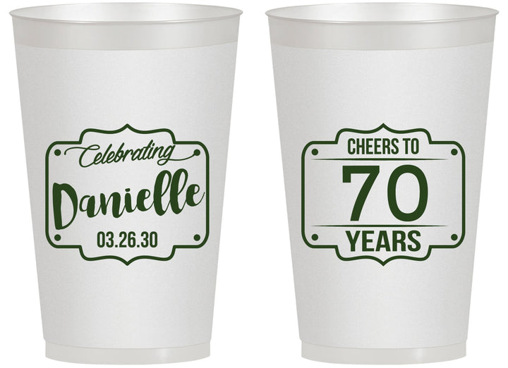 Personalized Birthday 14 oz Frosted Cups - Cheers To 70 Years | 20227
