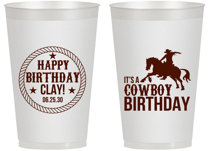 Personalized Birthday 14 oz Frosted Cups - Cowboy | 20229