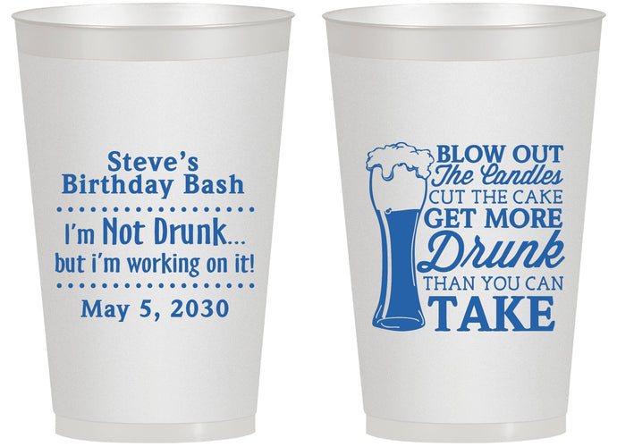 Personalized Birthday 14 oz Frosted Cups - Beer Drunk | 20230