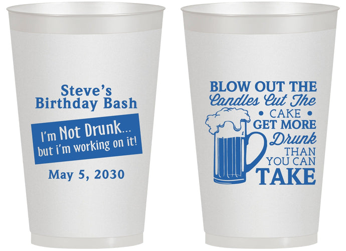 Personalized Birthday 14 oz Frosted Cups - Beer Drunk | 20232