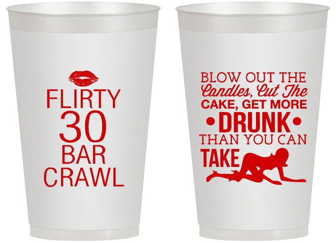 Personalized Birthday 14 oz Frosted Cups - 30th Bar Crawl | 20233