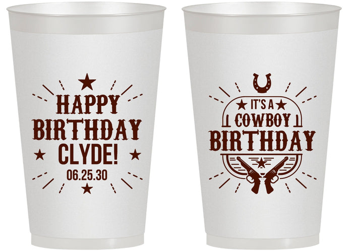 Personalized Birthday 14 oz Frosted Cups - Cowboy | 20244