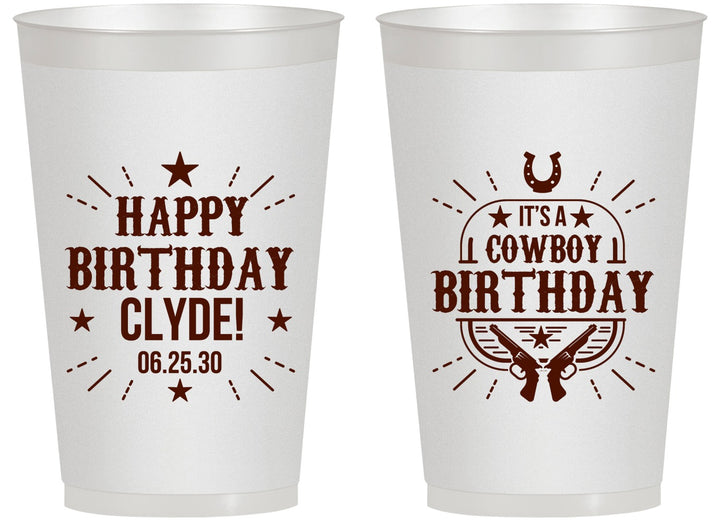 Personalized Birthday 14 oz Frosted Cups - Cowboy | 20244