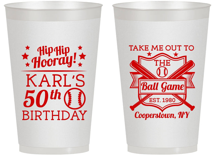 Personalized Birthday 14 oz Frosted Cups - 50th Baseball | 20252