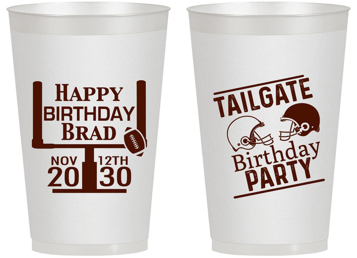 Personalized Birthday 14 oz Frosted Cups - Football | 20256