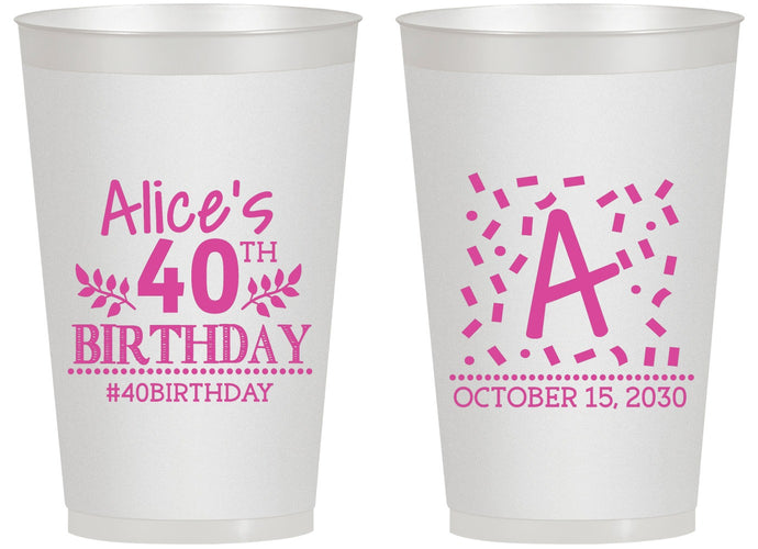 Personalized Birthday 14 oz Frosted Cups - 40th | 20258