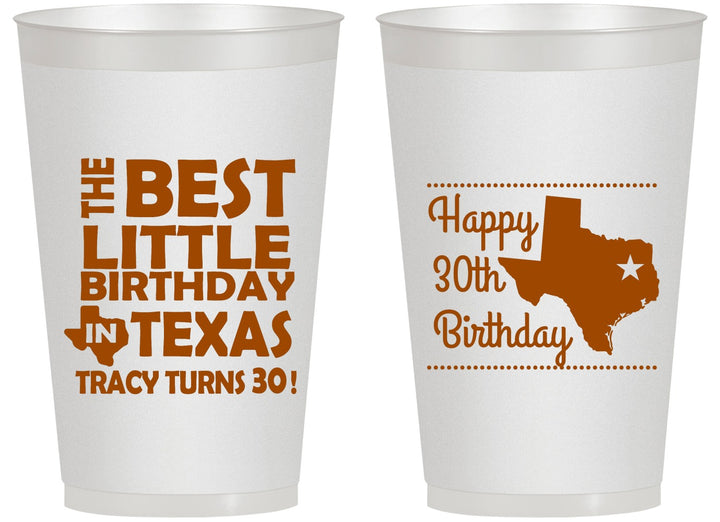 Personalized Birthday 14 oz Frosted Cups - 30th Texas | 20265