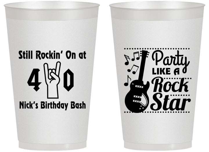 Personalized Birthday 14 oz Frosted Cups - 40th Rock Star | 20266