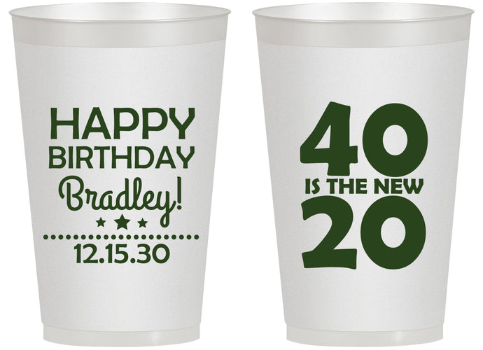 Personalized Birthday 14 oz Frosted Cups - 40 Is The New 20 | 20269