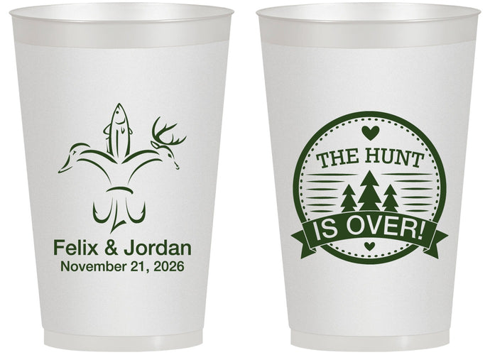 Personalized Wedding 14 oz Frosted Cups - The Hunt Is Over | 203