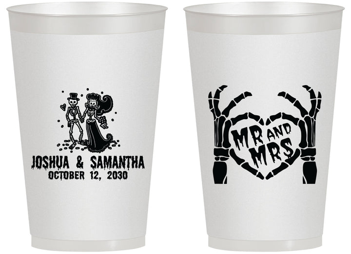 Personalized Wedding 14 oz Frosted Cups - Mr And Mrs Skeleton | 204