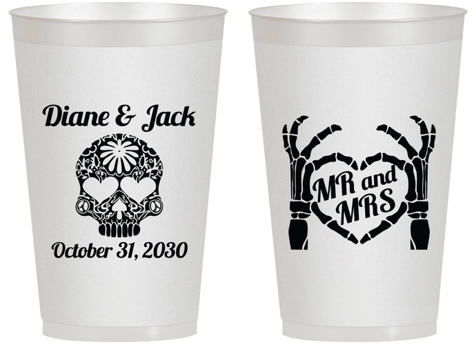 Personalized Wedding 14 oz Frosted Cups - Mr And Mrs Sugar Skull | 205