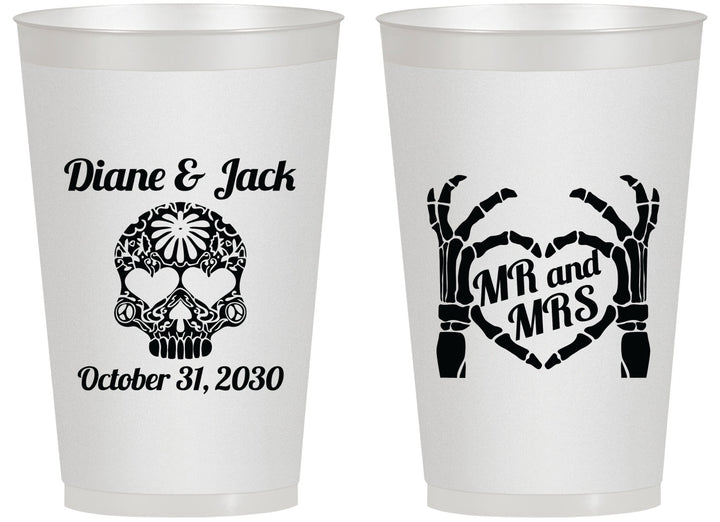 Personalized Wedding 14 oz Frosted Cups - Mr And Mrs Sugar Skull | 205