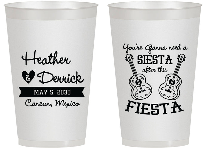Personalized Wedding 14 oz Frosted Cups - Siesta Fiesta Mexico | 207