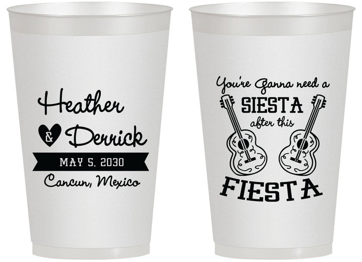 Personalized Wedding 14 oz Frosted Cups - Siesta Fiesta Mexico | 207
