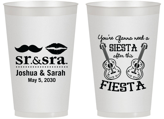 Personalized Wedding 14 oz Frosted Cups - Siesta Fiesta Sr Sra | 208