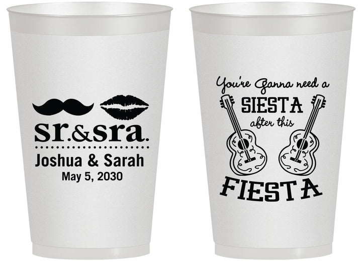 Personalized Wedding 14 oz Frosted Cups - Siesta Fiesta Sr Sra | 208