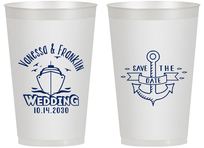 Personalized Wedding 14 oz Frosted Cups - Save The Date Cruise | 209