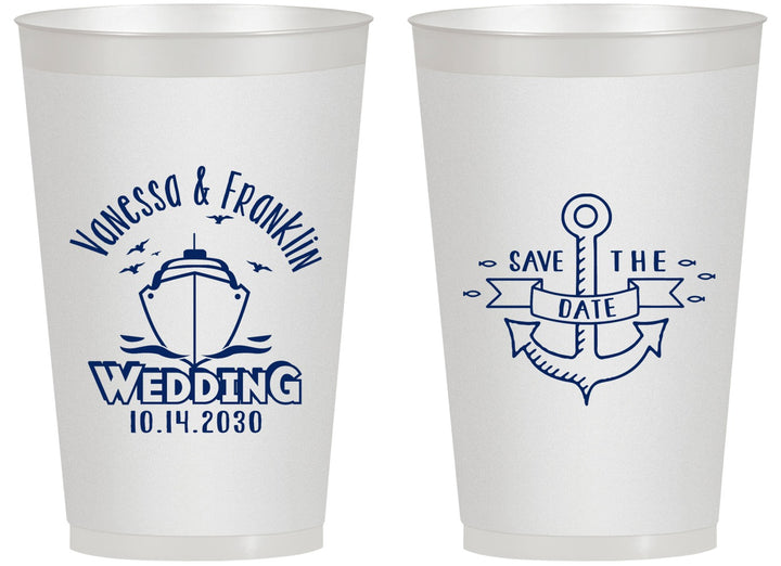 Personalized Wedding 14 oz Frosted Cups - Save The Date Cruise | 209