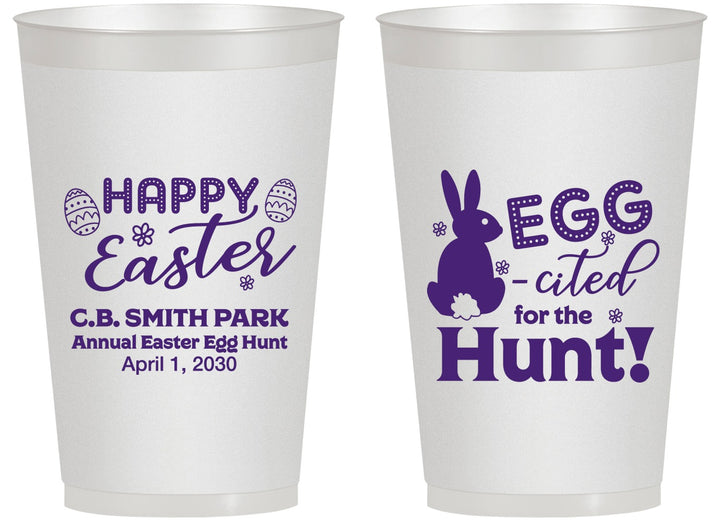 Personalized Easter 14 oz Frosted Cups - Eggcited For Hunt Bunny | 210002